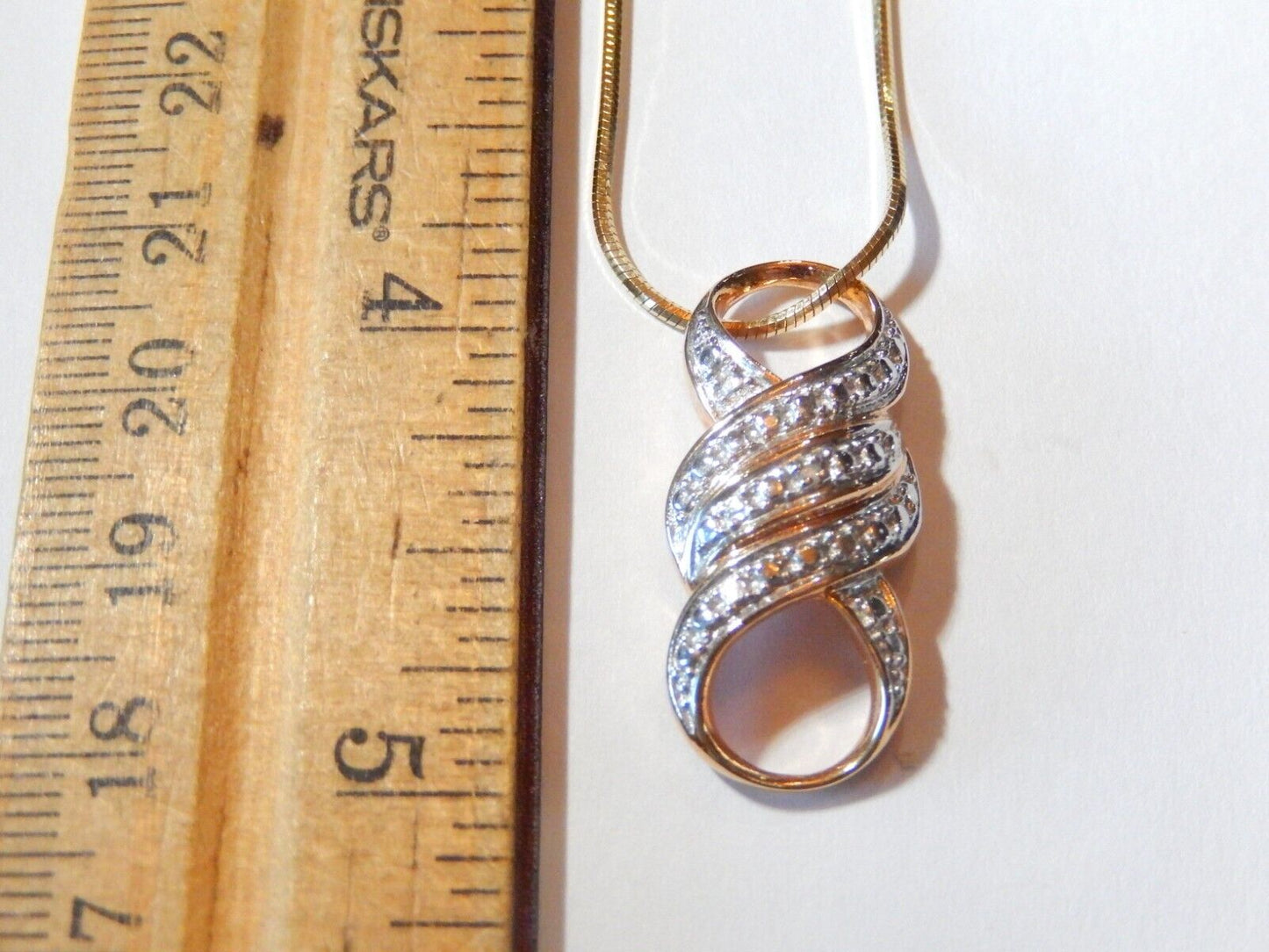 STERLING SILVER 14K VERMEIL ROSS SIMONS INFINITY DIAMOND ACCENT PENDANT wchain