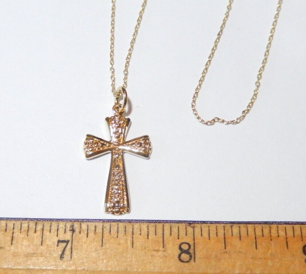 Gold Vermeil Cross Pendant Stamped 925 with 18 Gold Vermeil Chain