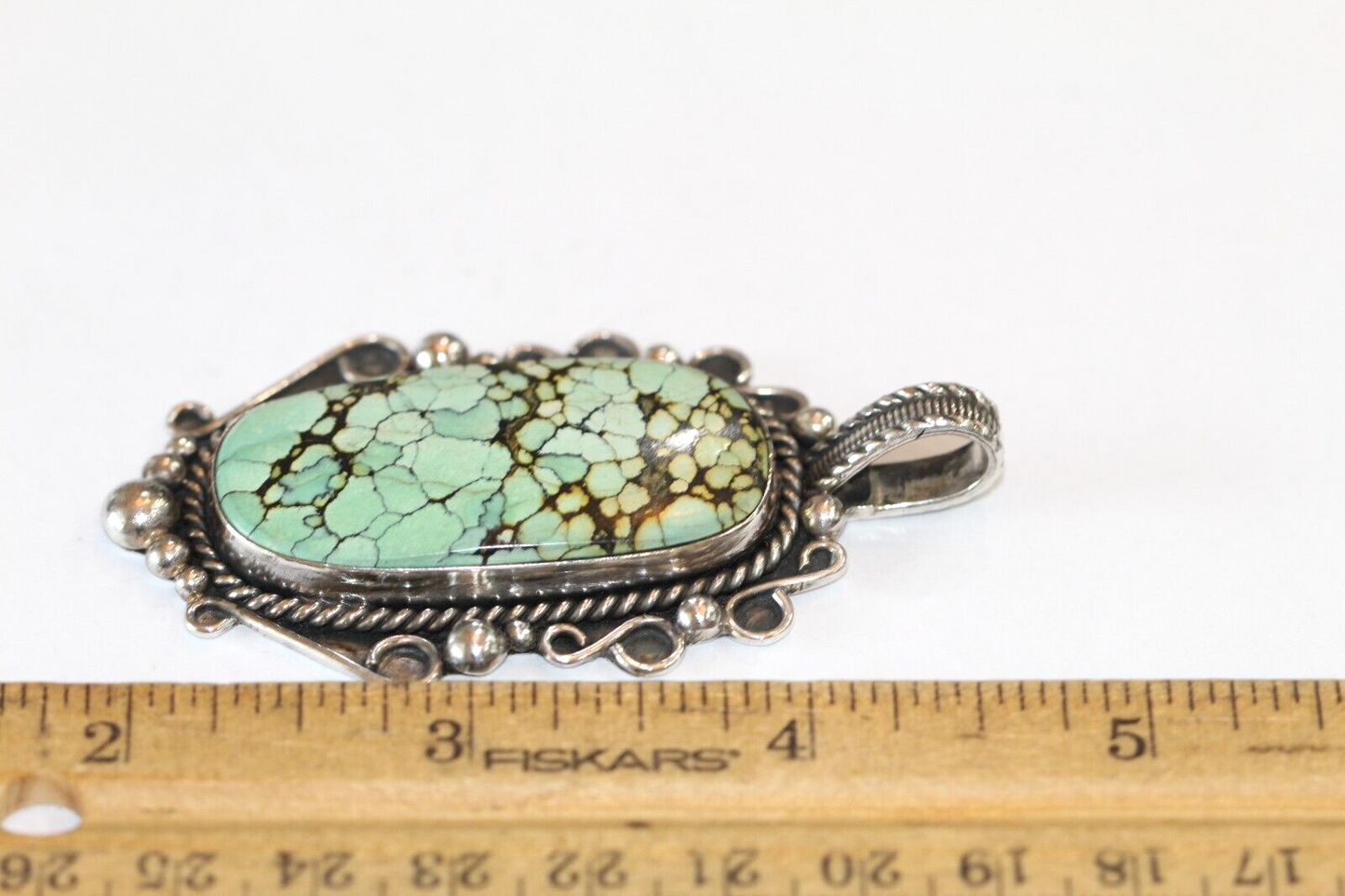 LARGE - Navajo David Umpleby Santa Fe STERLING DEU Spiney Webb Turquoise Pendant