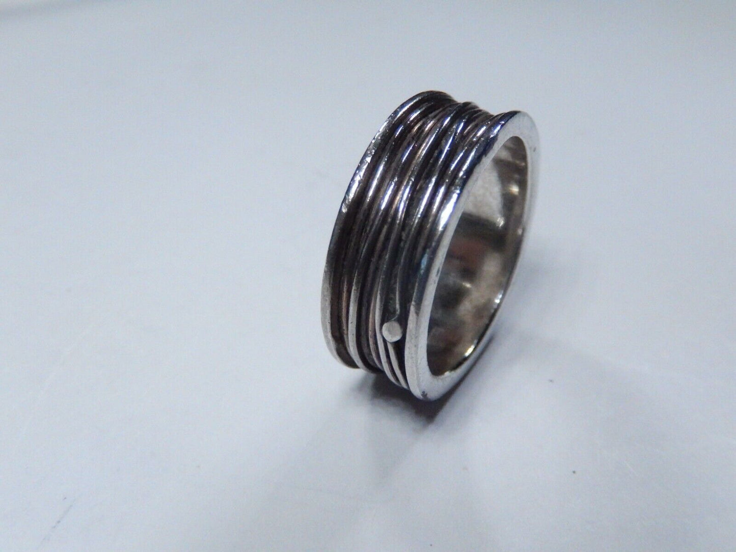 Vintage HEAVY Sterling Silver 925  Wire-Wrapped 8mm  Band Ring Size 8.5
