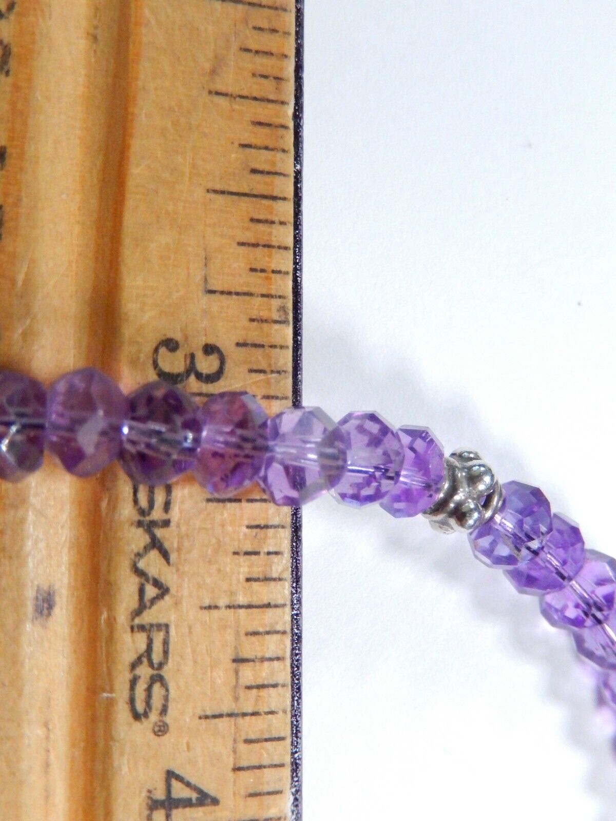 Sterling Silver Faceted Amethyst Round Gemstone Beaded Handmade 20" Necklace