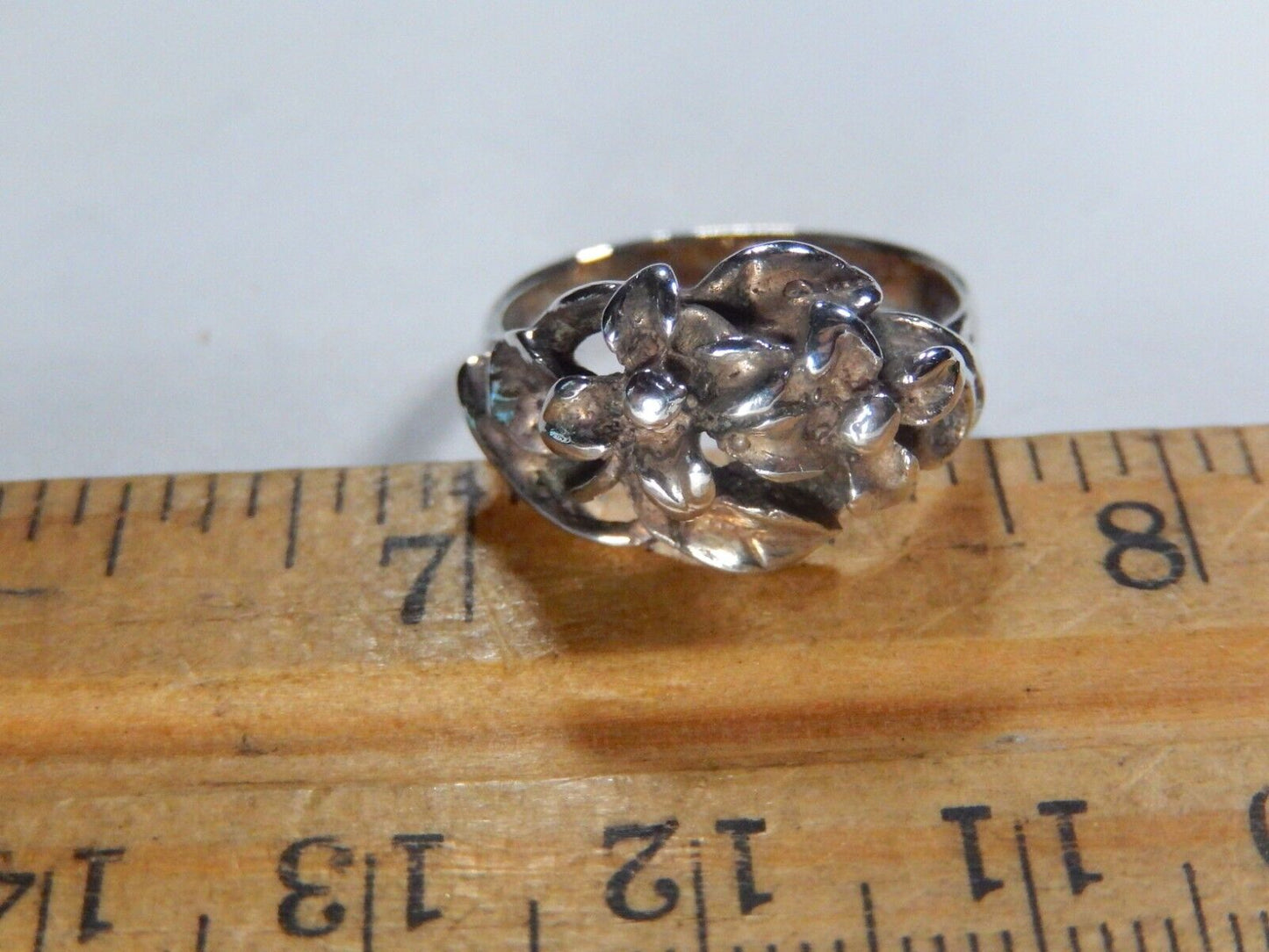 *VINTAGE*  Mexico 925 Sterling Silver Flower Ring Size 6.75