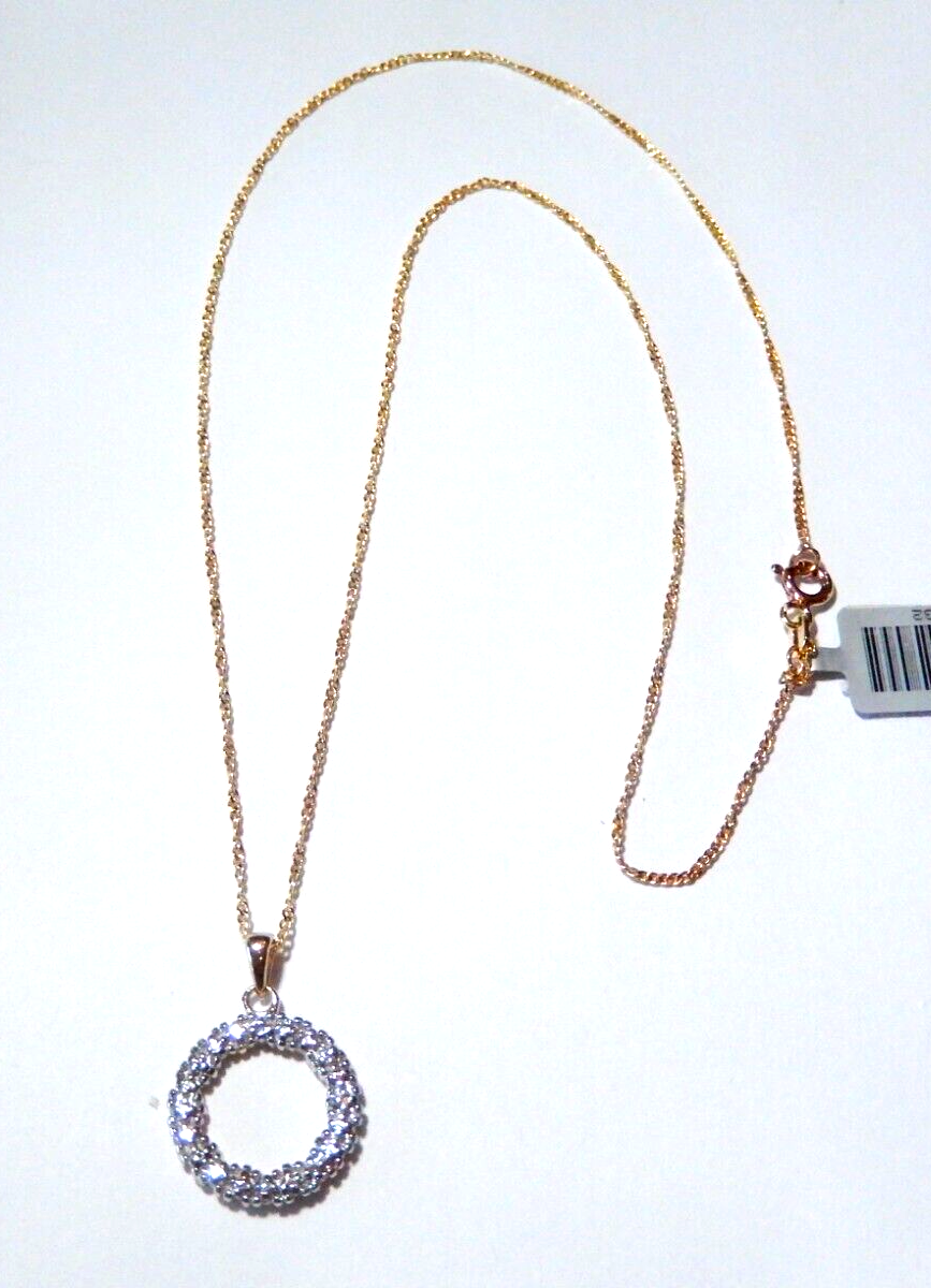 Ross Simon Gold Vermeil Sterling Silver Eternal Diamond Pendant w18 Chain