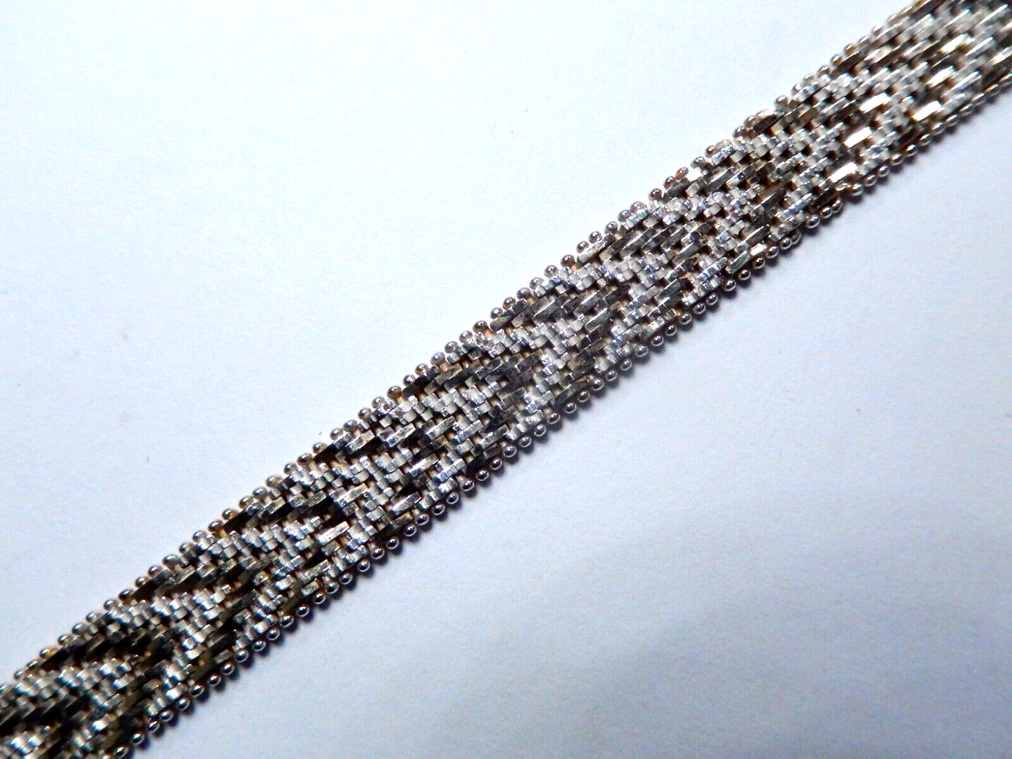 Vintage Italy 925 Thick Heavy 9mm Wide Chevron Mesh Bracelet Sterling Silver-7"