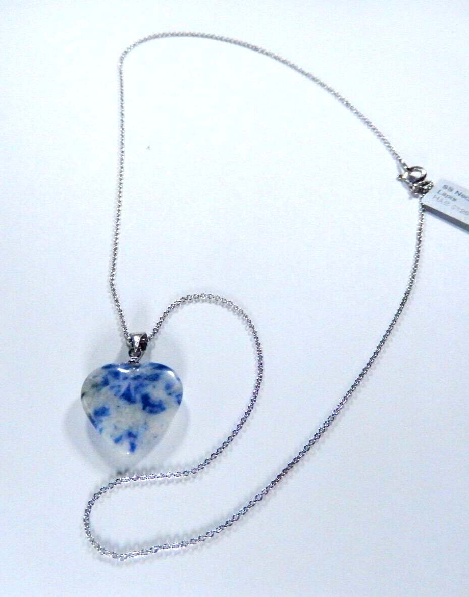 Lapis Lazuli Heart Pendant with 18"Sterling Silver Chain