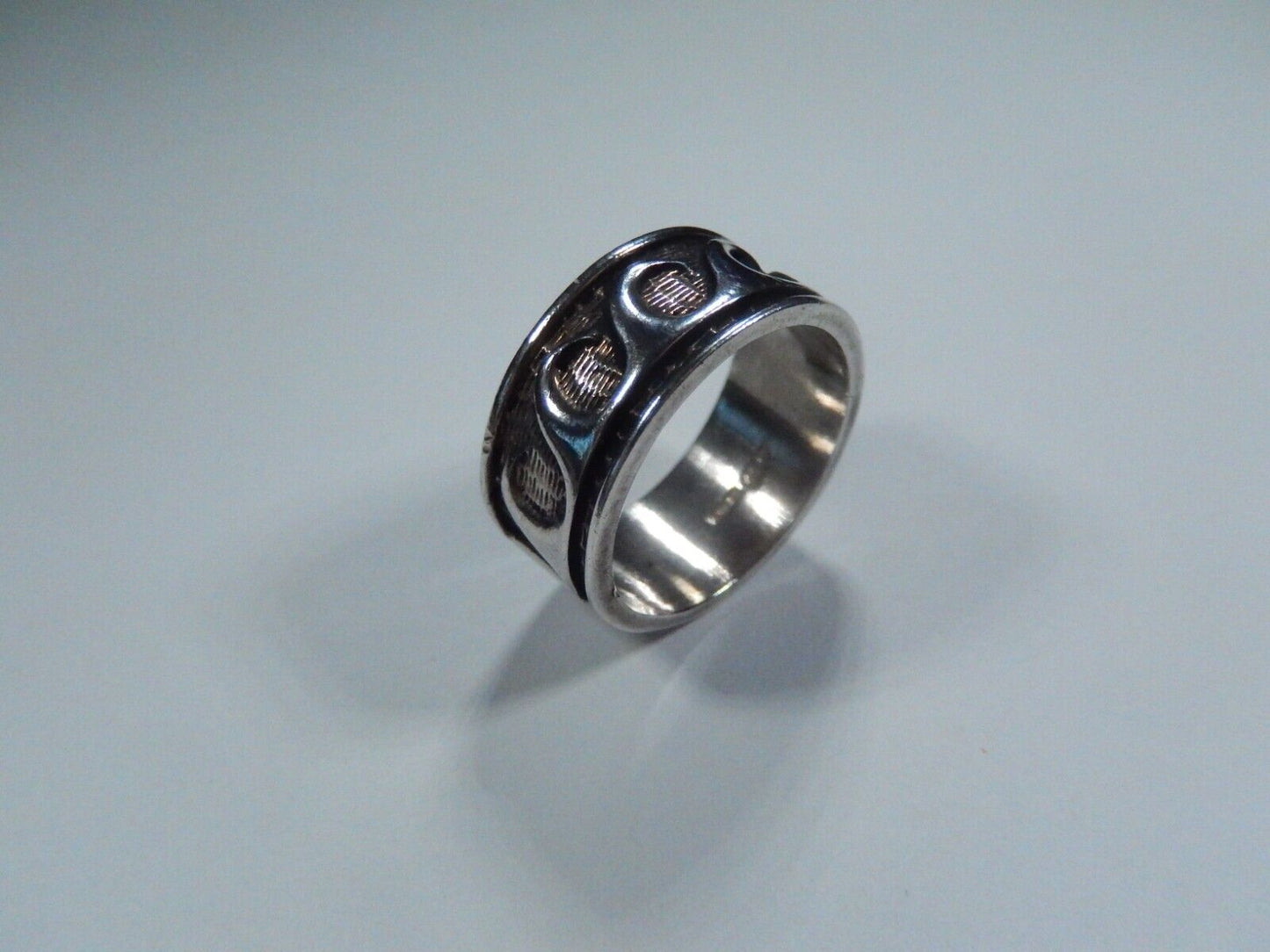 *VINTAGE* 925 Sterling Silver Southwestern 9.25mm Wide Band Ocean Wave Ring 7.5