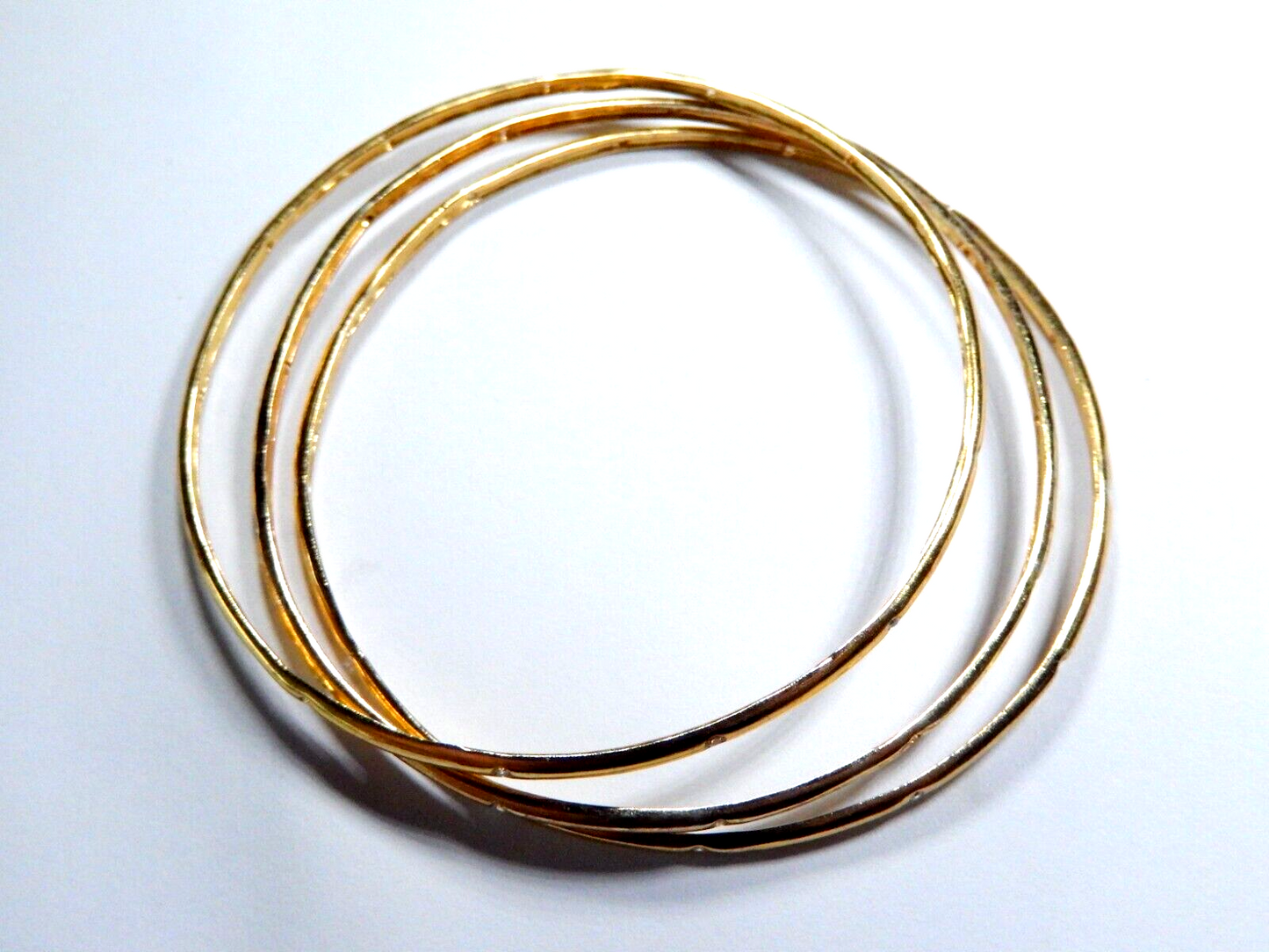 GOLD VERMEIL STERLING WITH CZ STONES  SET OF 3 STACK BRACELET BANGLES