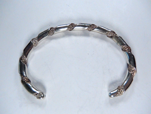 VINTAGE Navajo Chunky Twisted Cable Rope 925 Sterling Silver Cuff Bracelet 19.gm