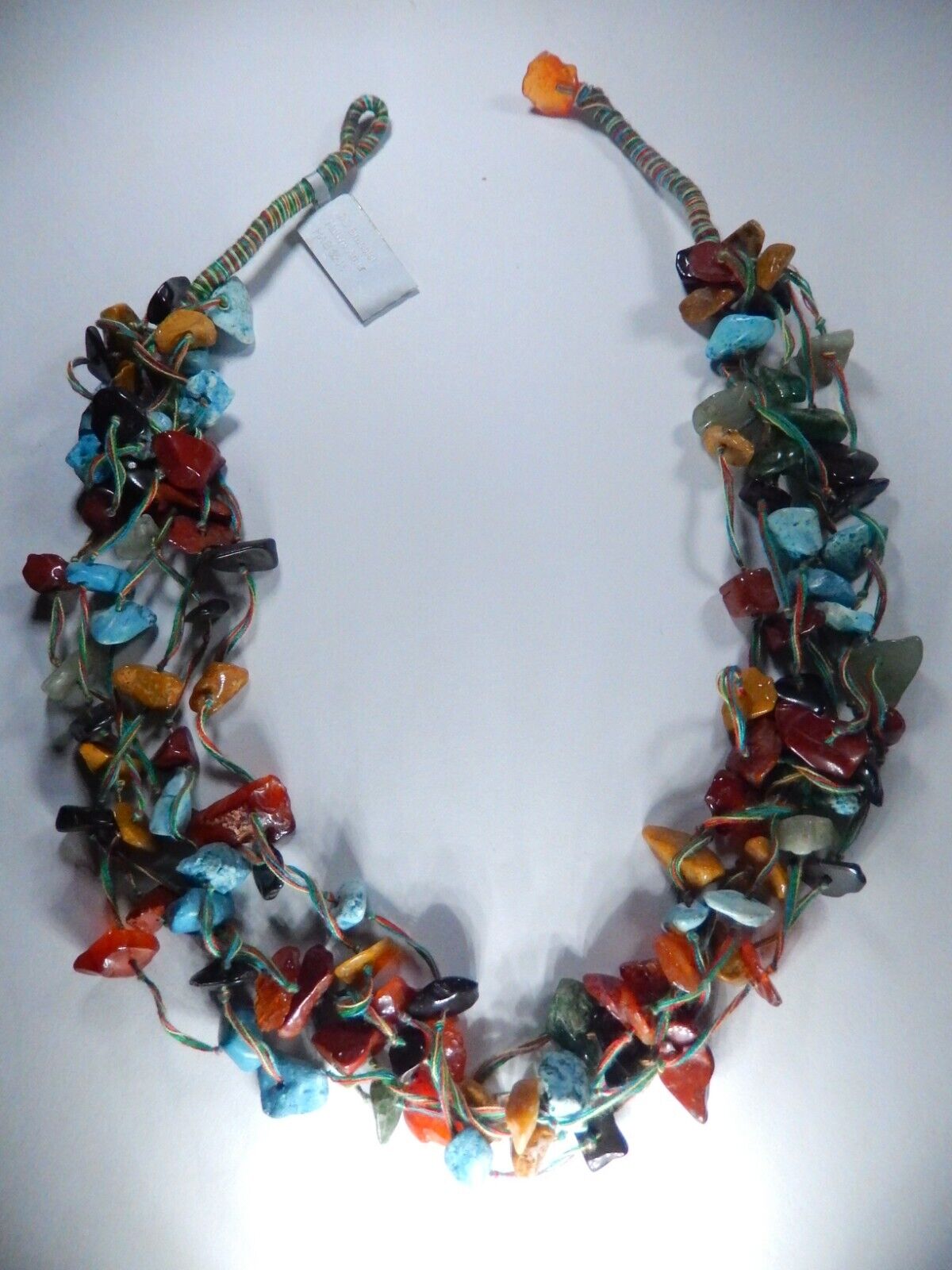 *VINTAGE* Native American Multi Gemstone Beaded Necklace 6 Strand 18" Length
