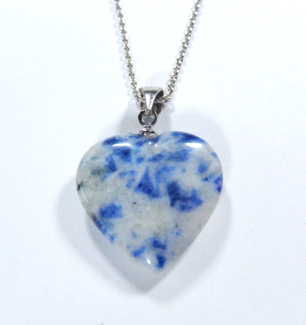 Lapis Lazuli Heart Pendant with 18"Sterling Silver Chain