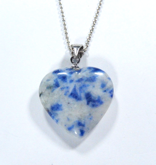 Lapis Lazuli Heart Pendant with 18"Sterling Silver Chain