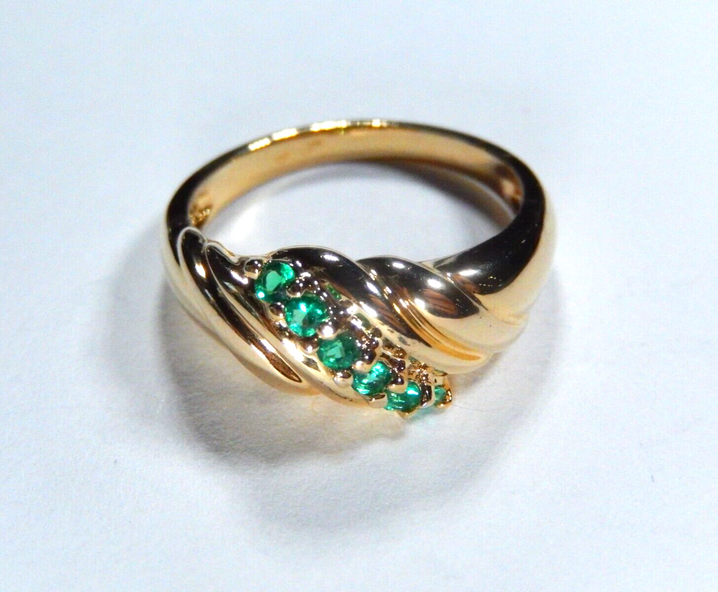 Ross Simons Gold Vermeil Sterling Green Lab Created Emerald Band Ring Size 8