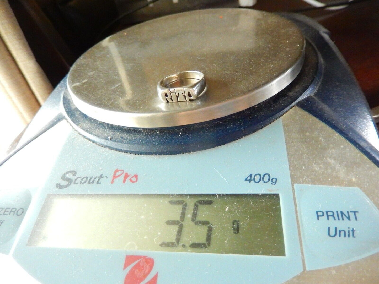 *VINTAGE* Personalized "RITA" Name Ring in Sterling Silver  5.65mm Wide Size 6.5