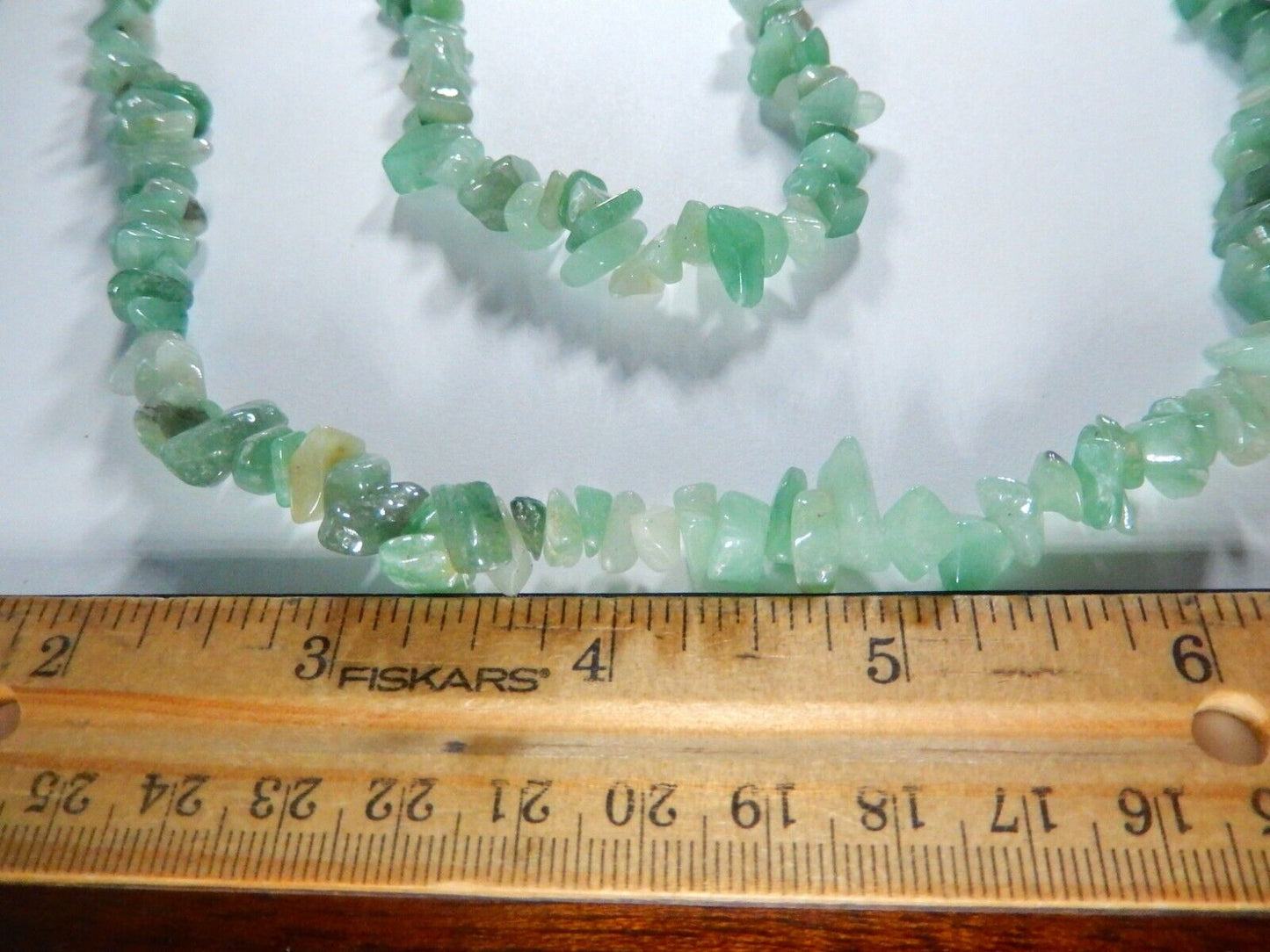 *VINTAGE*   Green Jadeite/Jade Chip Infinite Strand Necklace 42" NO CLASP.