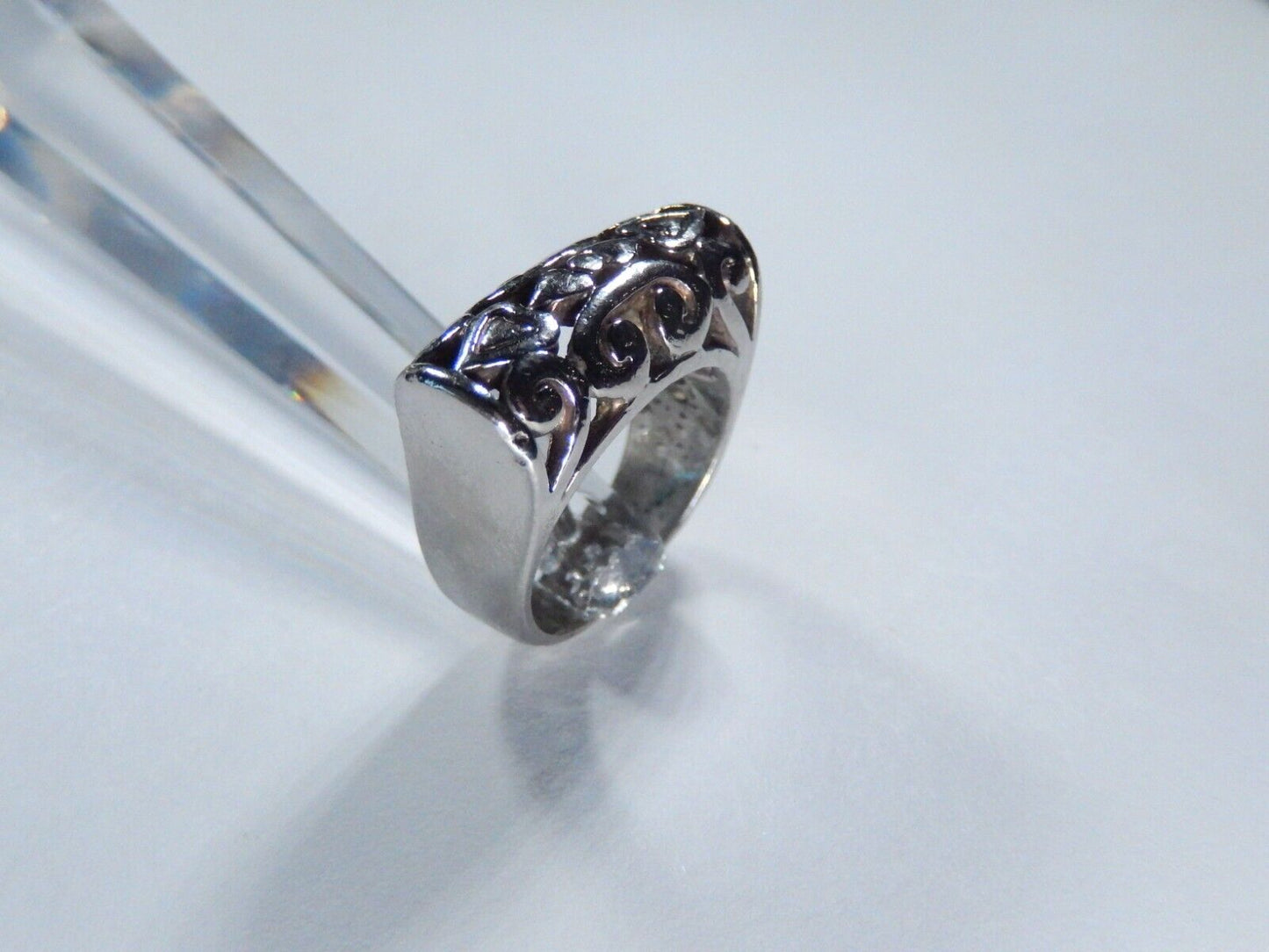Vintage Sterling Silver 925 Domed Filigree Hearts Ring Size 6.5