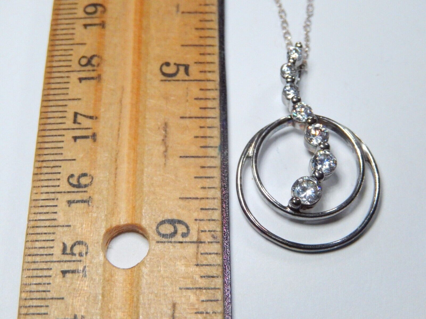 *VINTAGE* Sterling Silver 925 CZ Journey Pendant Necklace 18"