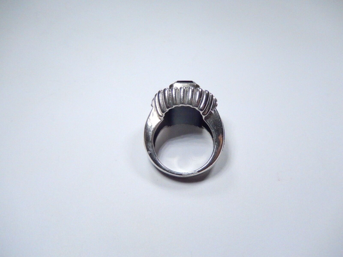 VINTAGE Heavy Sterling Silver Black Onyx Ring Size 6 Signed NF 925 Thailand