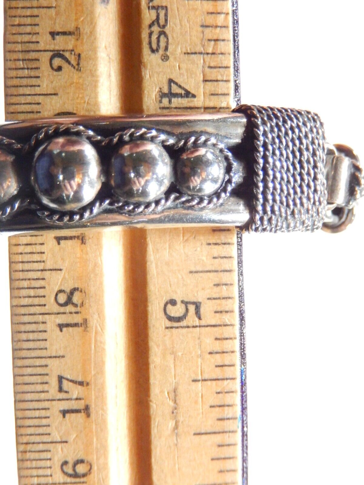 *VINTAGE* -  Sterling Silver Artist "BA" Beaded Link Bracelet 8"L x 1/2"W-44gms