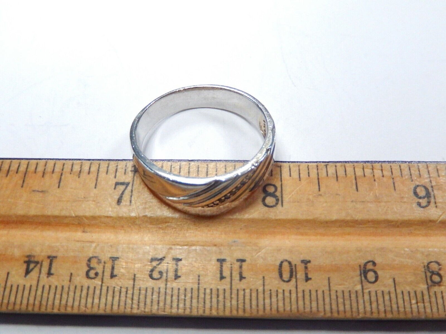 Men's Sterling Silver 5 Diamond Wedding Band Width 6mm Size 12.5