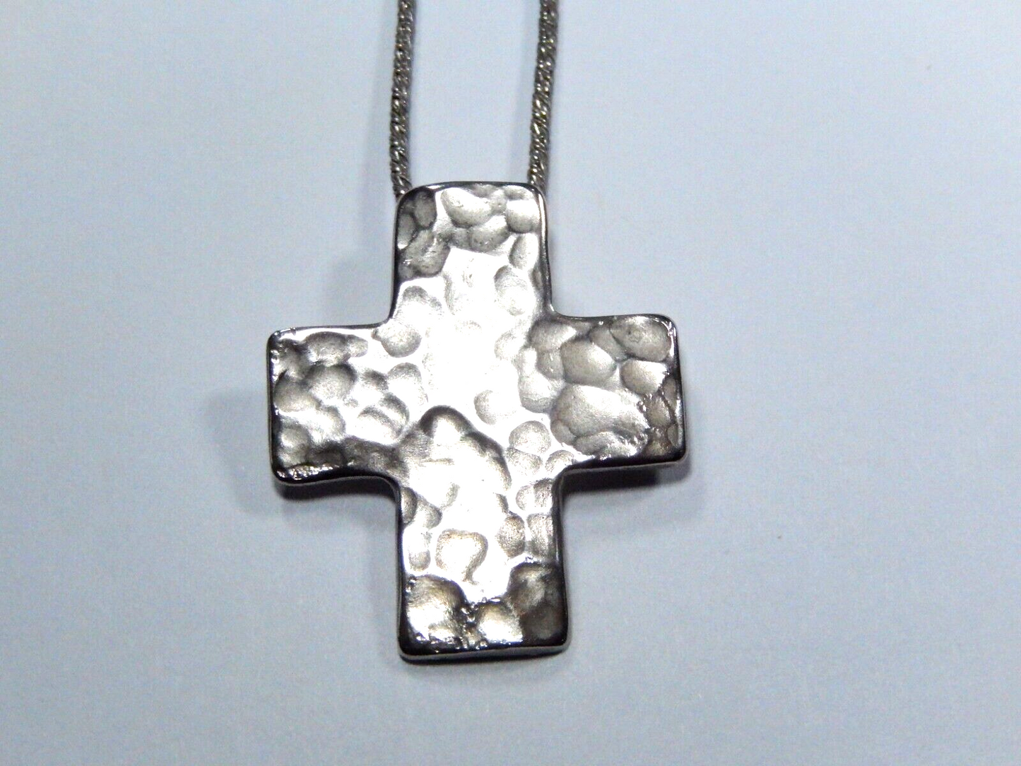 SILPADA  925 (1.25" X 1") HAMMERED CROSS PENDANT ON 18" SNAKE CHAIN NECKLACE