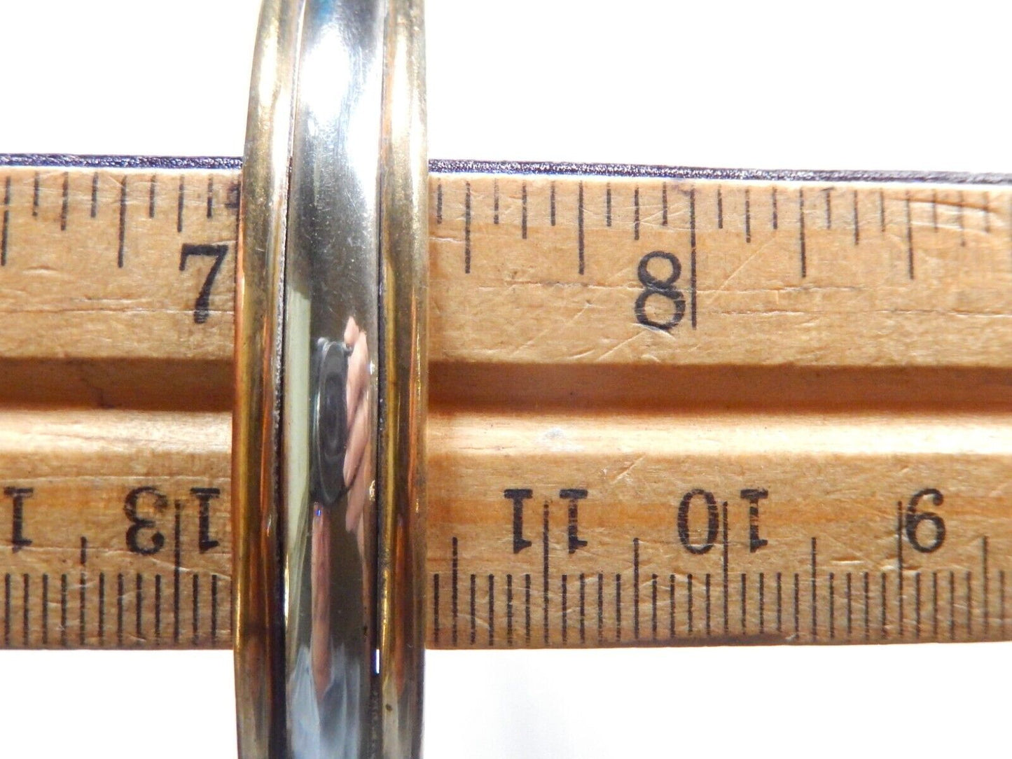*VINTAGE*  MEXICO 925 Sterling Silver Brass Rim Cuff Bracelet 7/16" Wide - 14.8G