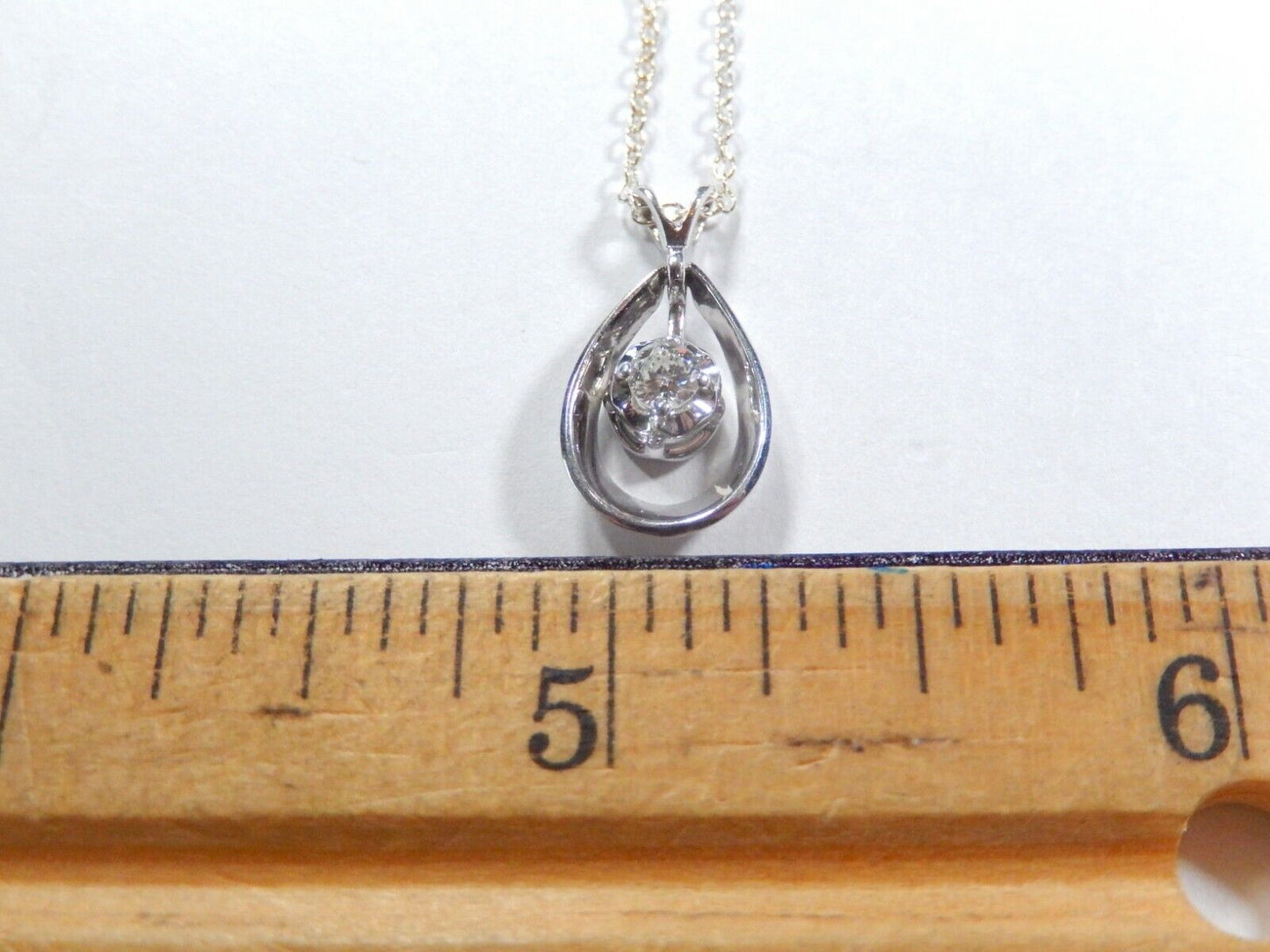 Sterling Silver Drop Dangle CZ Teardrop Pendant w/18" Sterling Chain