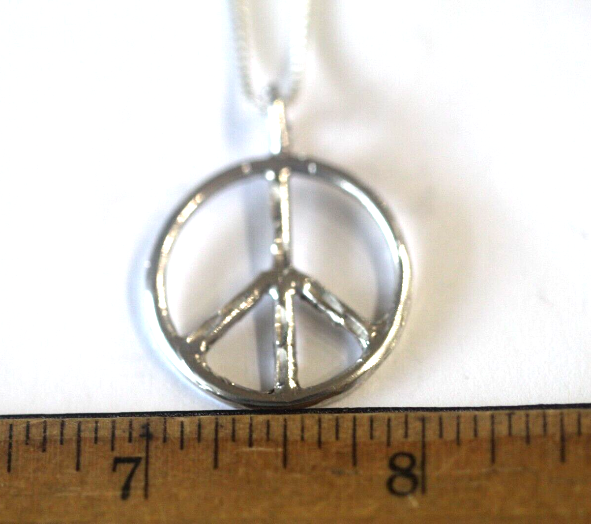 *VINTAGE*  Sterling Silver 1" Peace Sign Pendant w/18" BoxNecklace 925