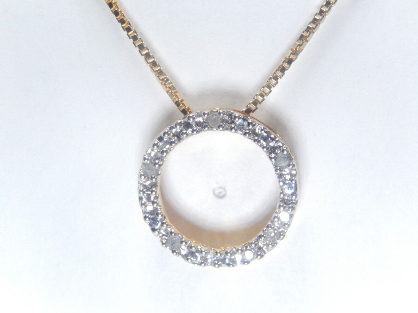 Vermeil Gold over Sterling Silver Diamond Circle Of Love pendant w/18"chain