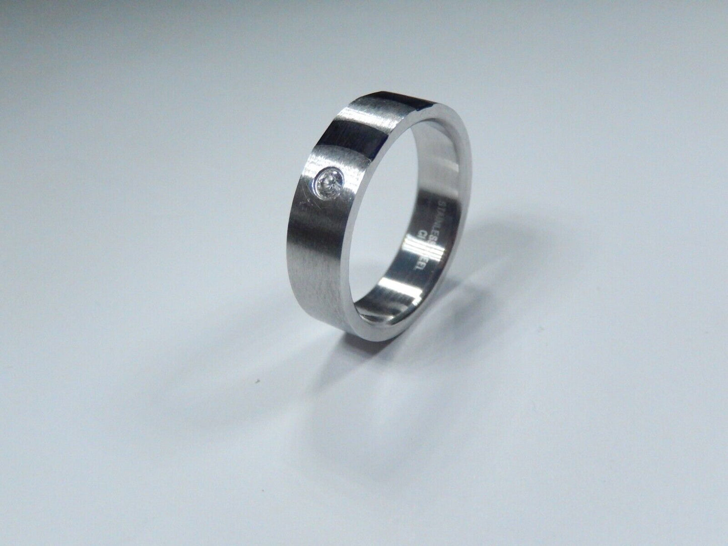 Stainless Steel 6mm Brushed Black IP Plated CZ Band Size 9.75