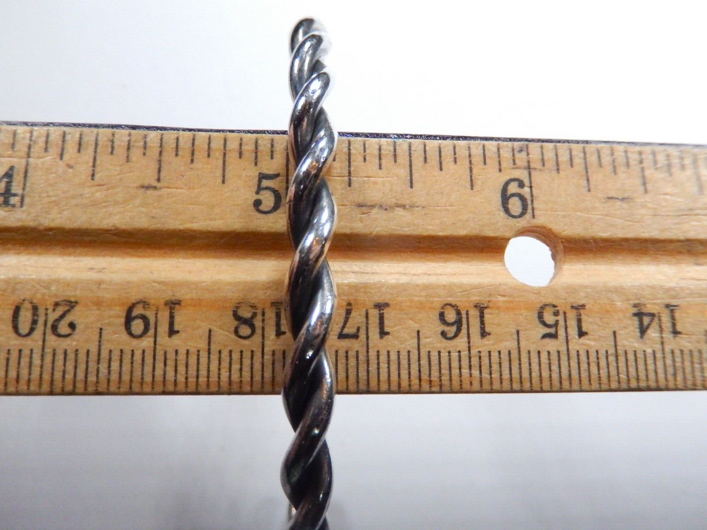 Vintage Sterling Silver 925 Twisted Wire Heavy 2-1/2" Inside Diam.