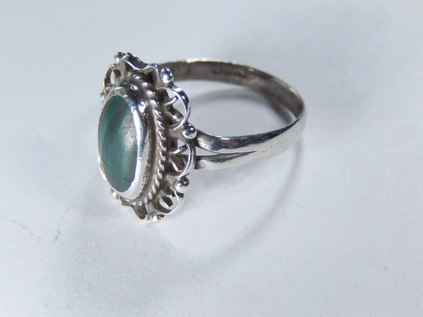 Vintage Southwest Sterling Silver Malachite Ring Size 6.5
