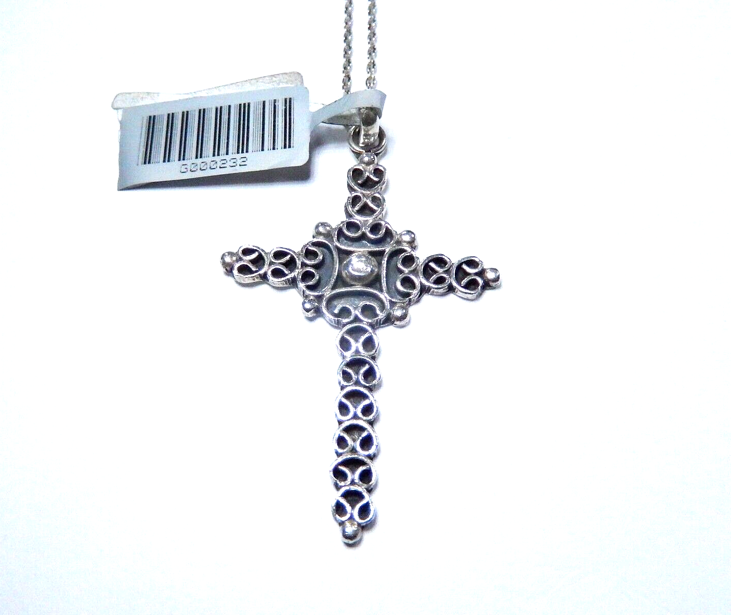 *VINTAGE* Taxco Mexico Sterling Large Detailed Cross 2 " Pendant w/18" Chain