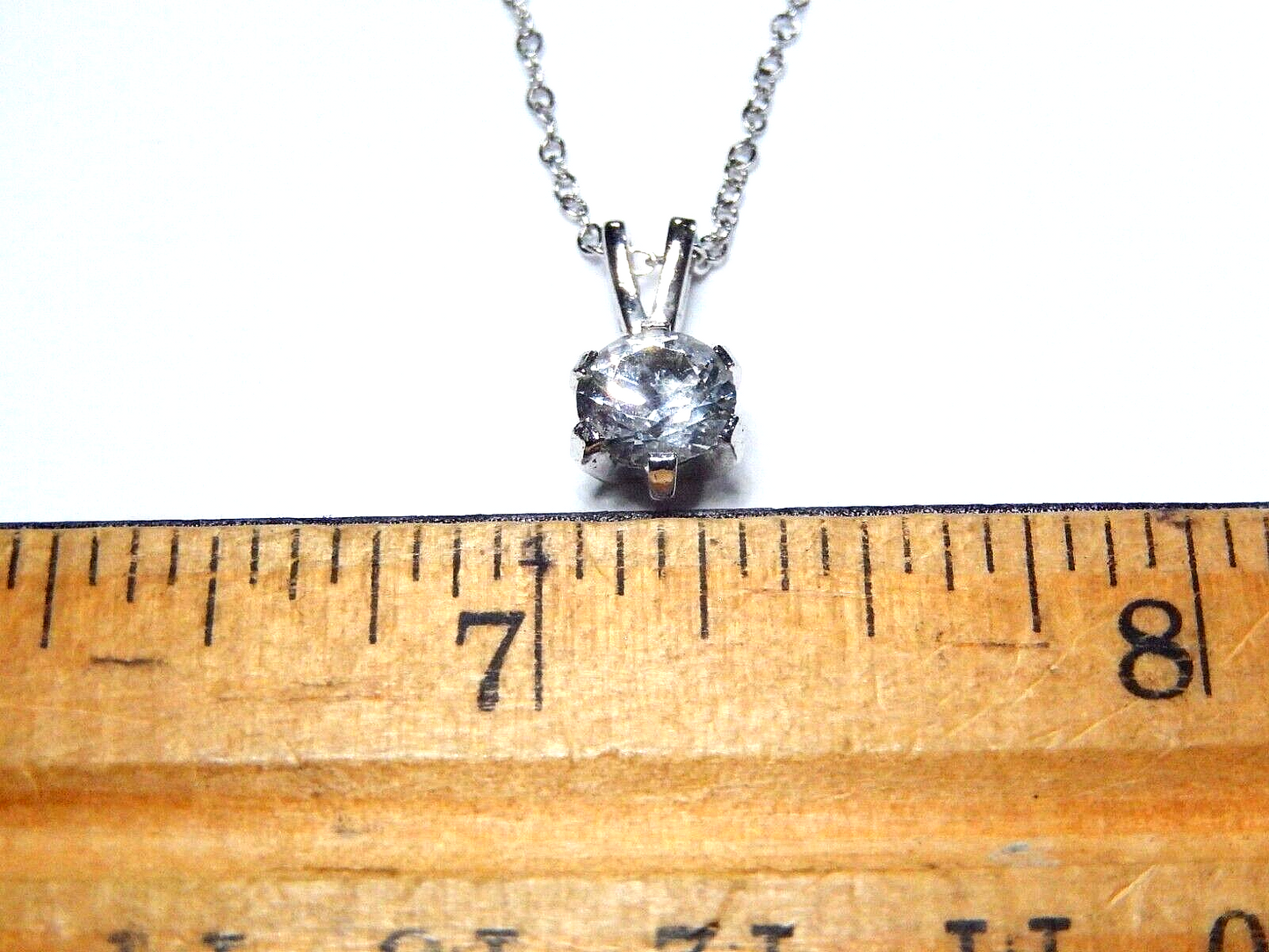 Sterling Silver 1.25CT  White CZ Solitaire Pendant w/ 16"-18" Adjustable Chain