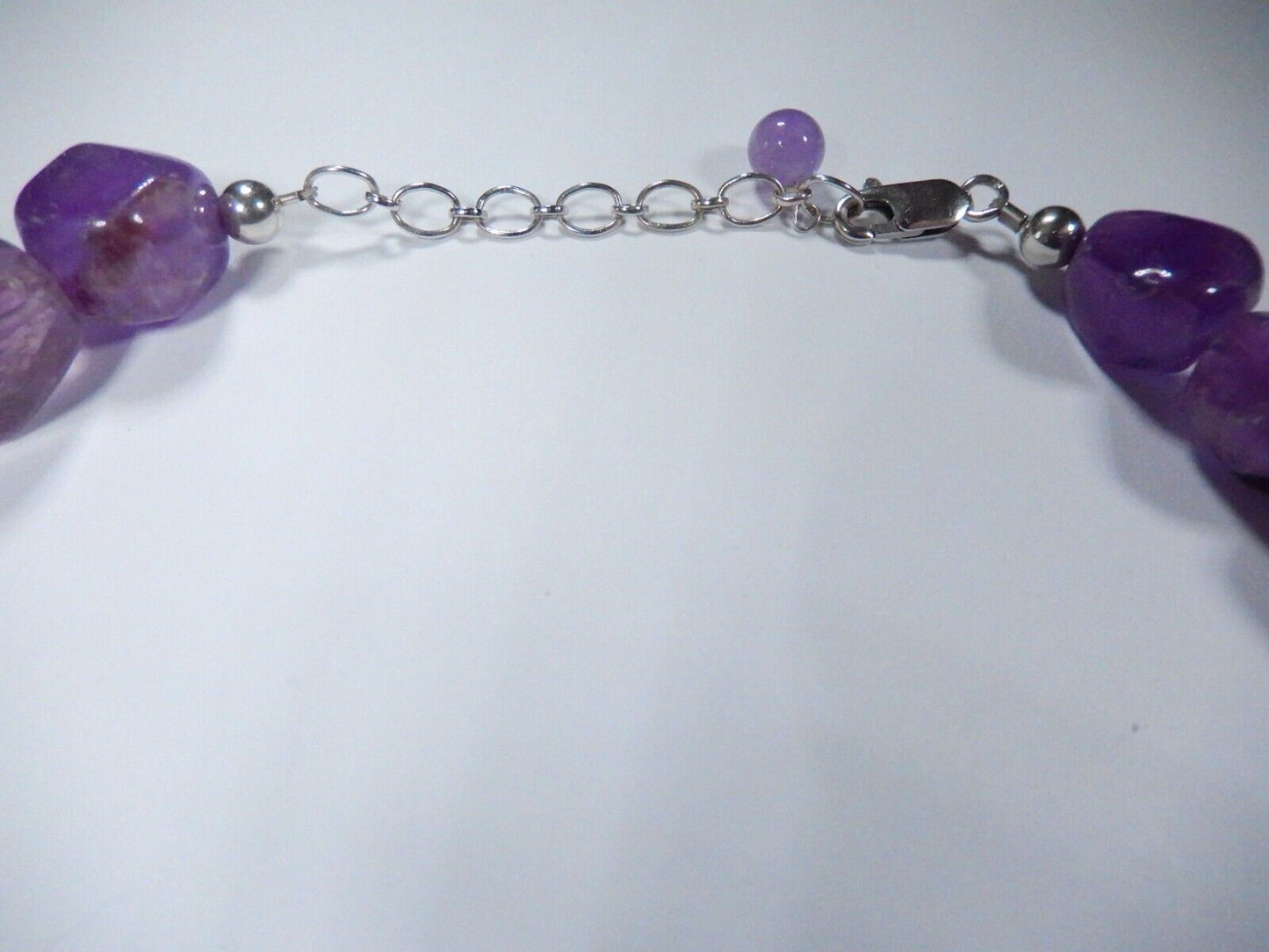 *VINTAGE*  Natural Amethyst Chunky 13 mm Beads 18" Necklace 925 Chain & Clasp