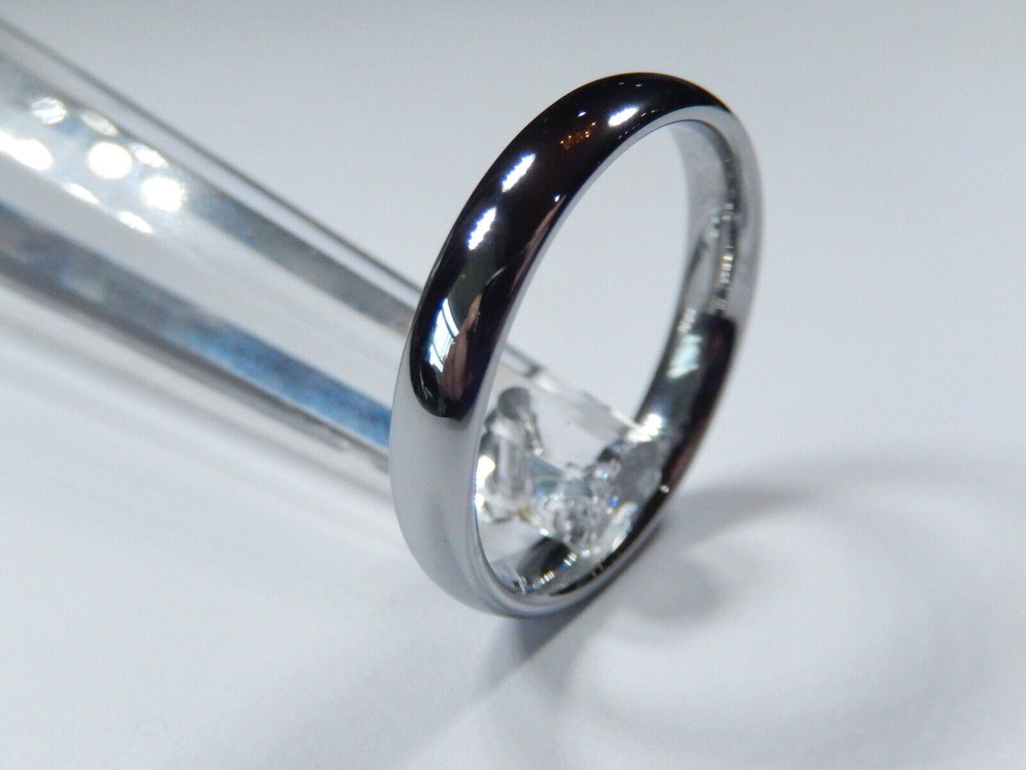 *NEW* Silver Tungsten 4mm Comfort Fit Round Top Wedding Band Size 10.5
