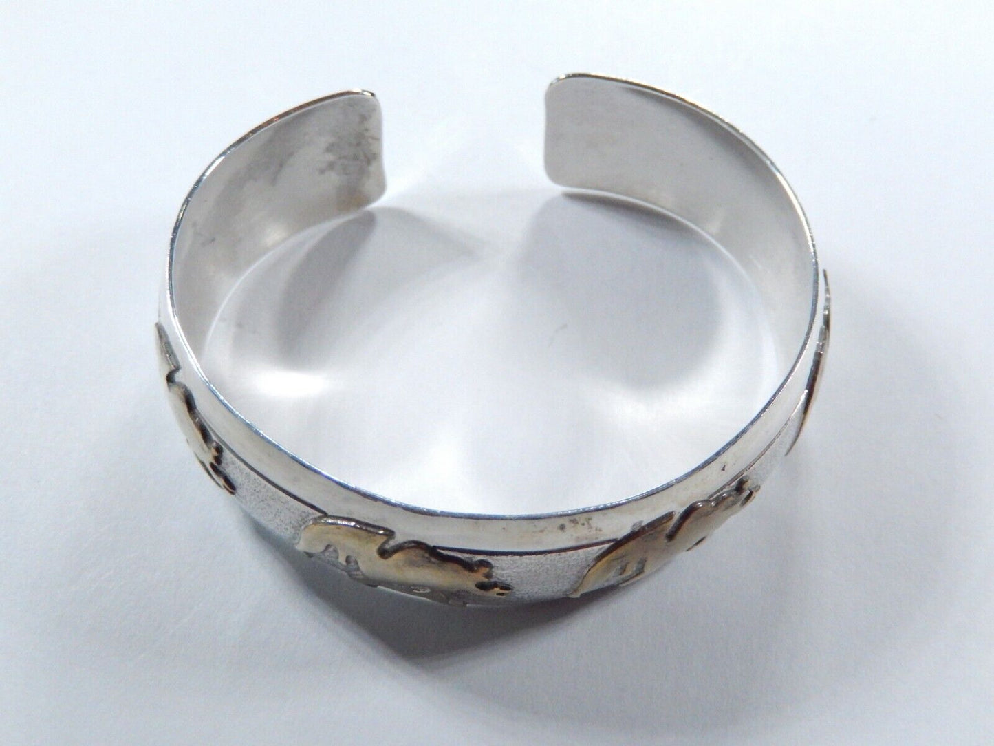 *VINTAGE* "V.R. IHMSS"  Sterling Silver and Gold Fill Cuff 17mm Wide Bracelet