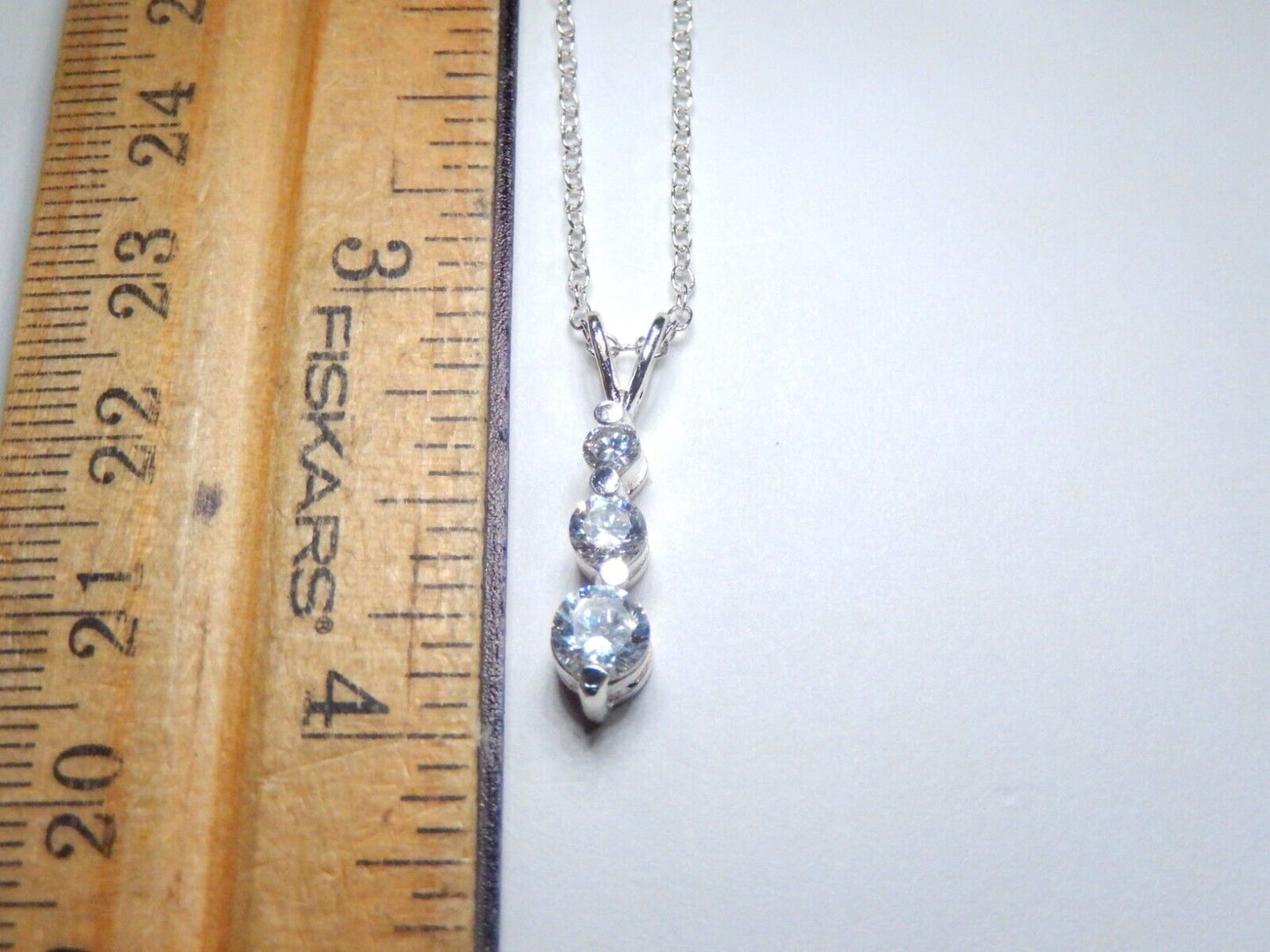 Sterling Silver .85CT CZ Past Present Future Pendant w/18" Chain