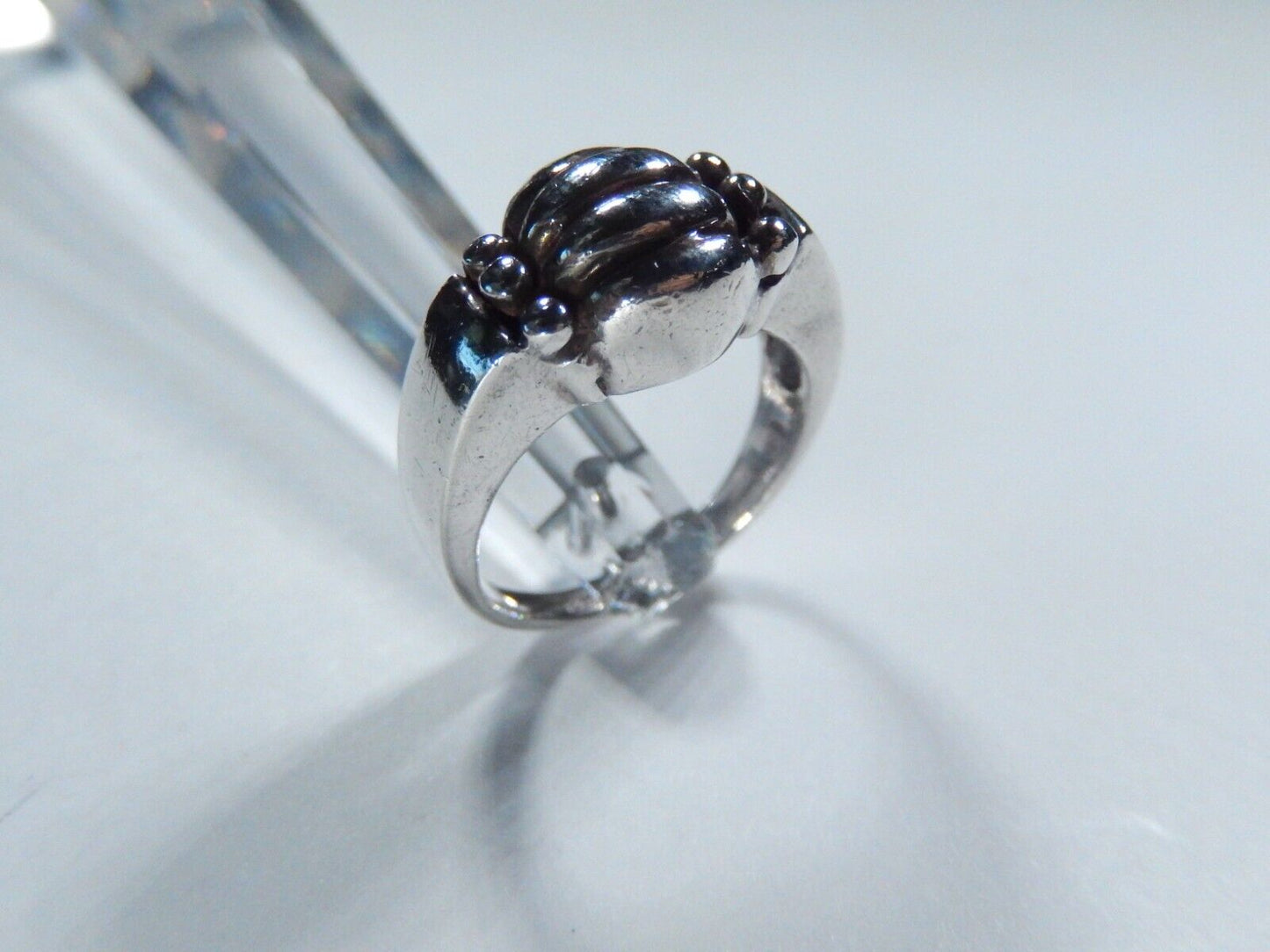 *VINTAGE* Heavy Sterling Silver Shrimp Dome Design Ring 925 Size 8