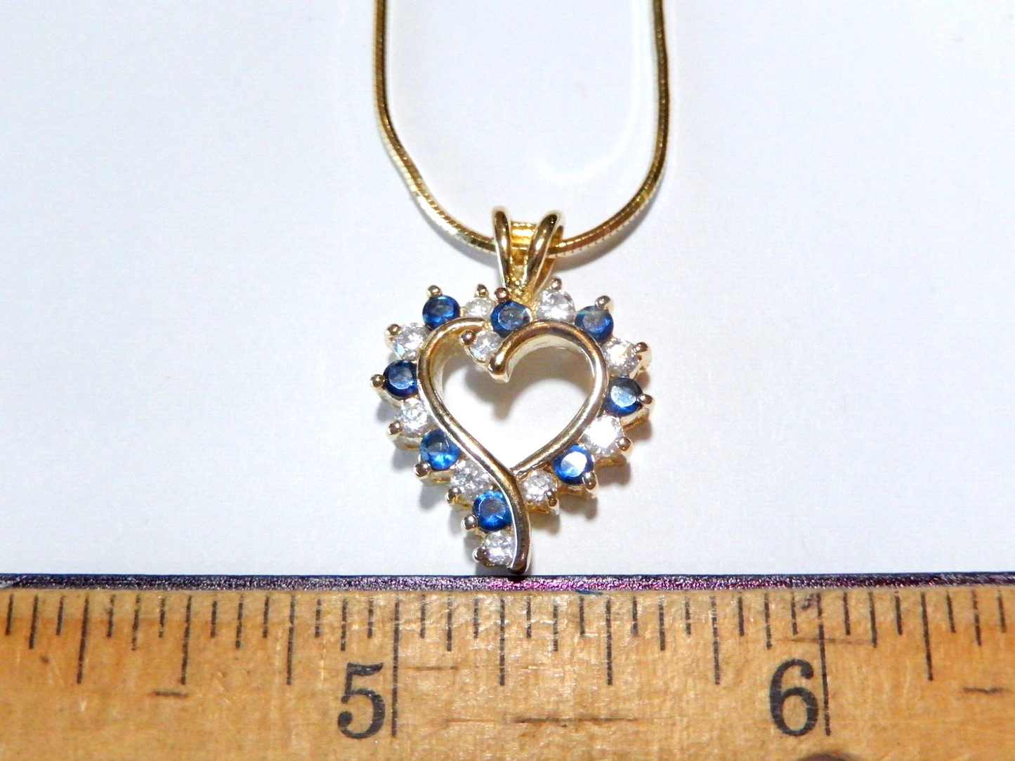 NEW Gold Vermeil 925 Sapphires CZ Heart Pendant w18 Vermeil Chain
