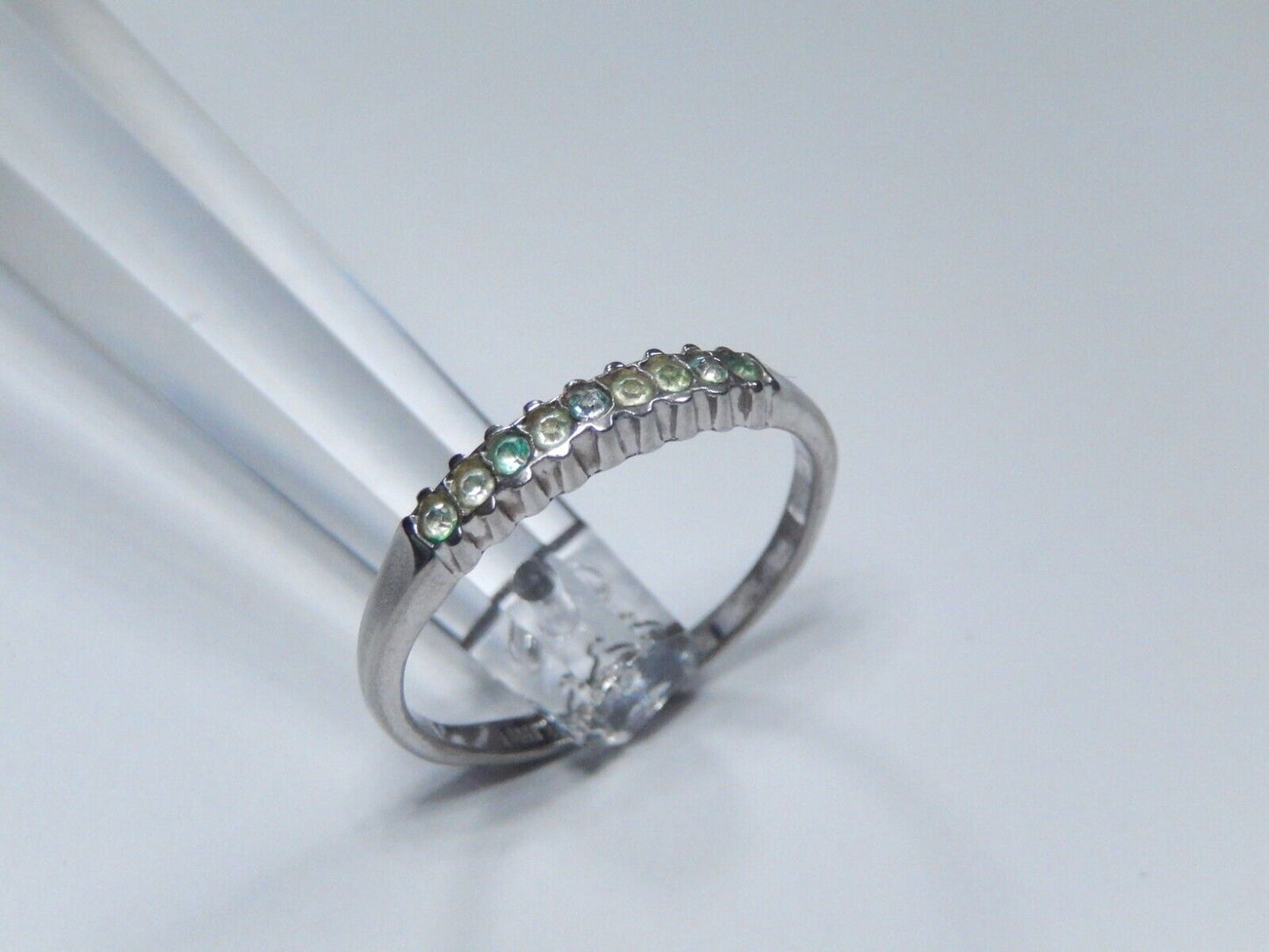 *VINTAGE*  Old  Sterling Silver  with Stamp Cz 3.5 mm Wide Wedding Band Sz 9
