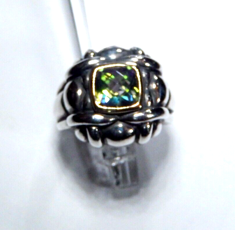 Samuel B Benham BJC 925 Sterling Silver 14k Yellow Gold Mystic Topaz Ring 675