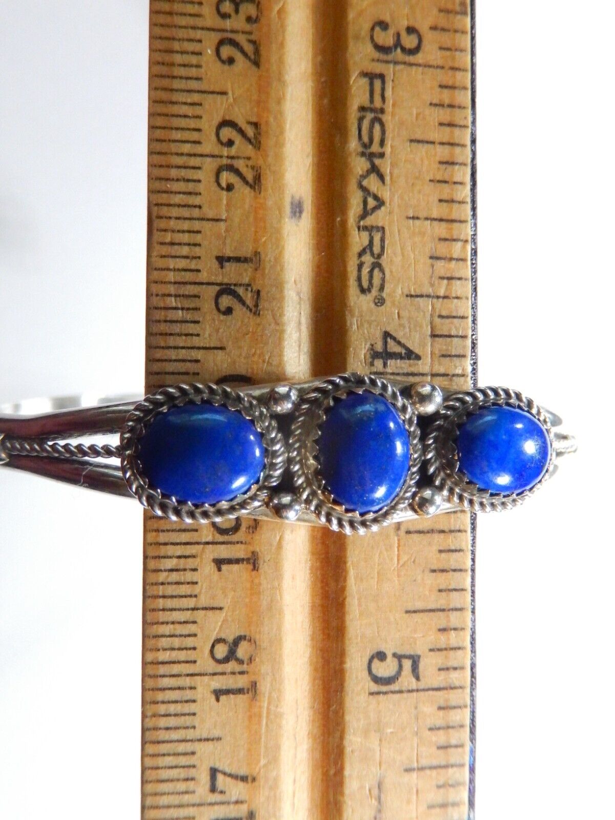 SOUTHWEST  Lapis Lazuli Gemstone Handmade Sterling Silver Bracelet Adjustable