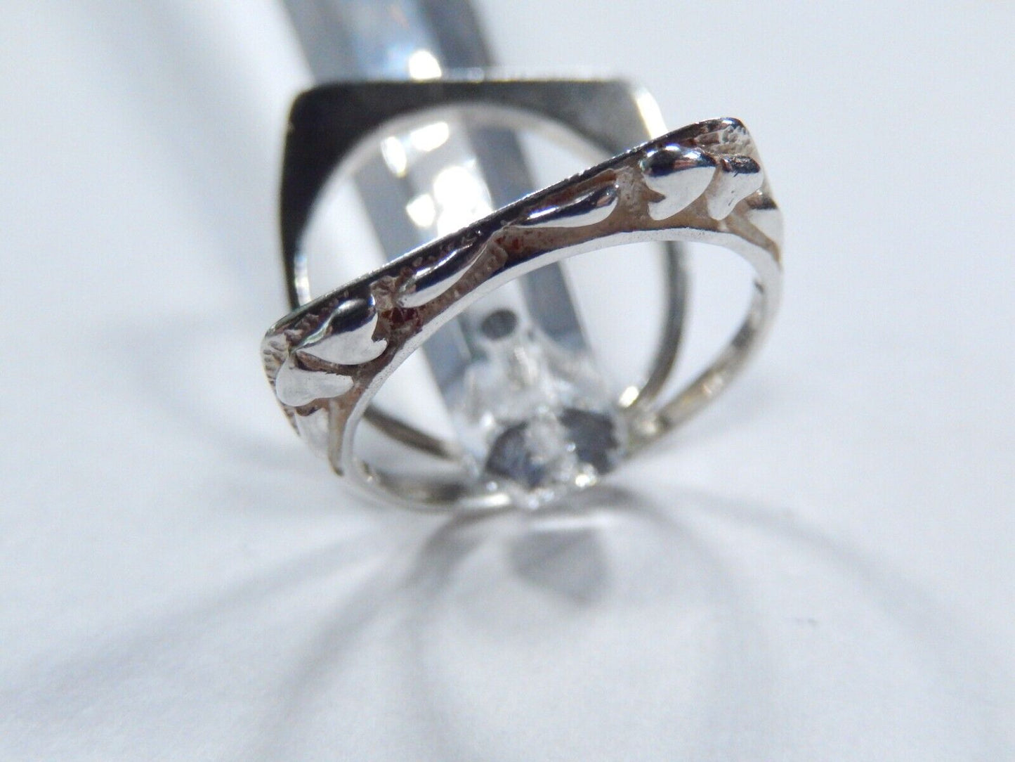 *VINTAGE*  Two Sterling Silver Heart Design Ring Bands / Ring Guards - Size 7