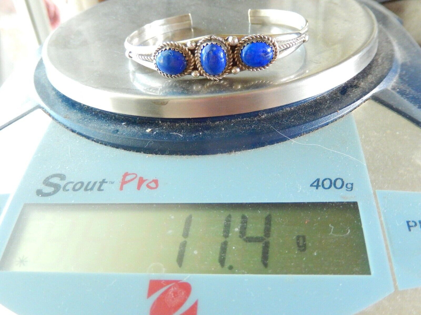 SOUTHWEST  Lapis Lazuli Gemstone Handmade Sterling Silver Bracelet Adjustable
