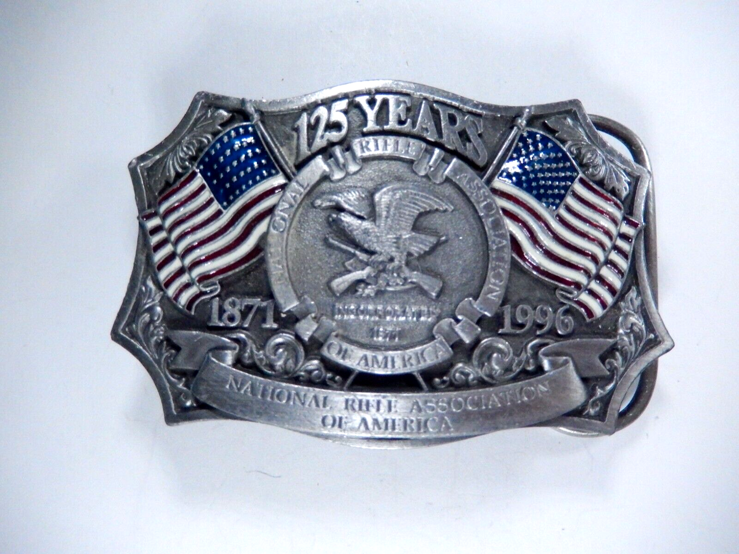 125 years NRA belt buckle National Rifle Association