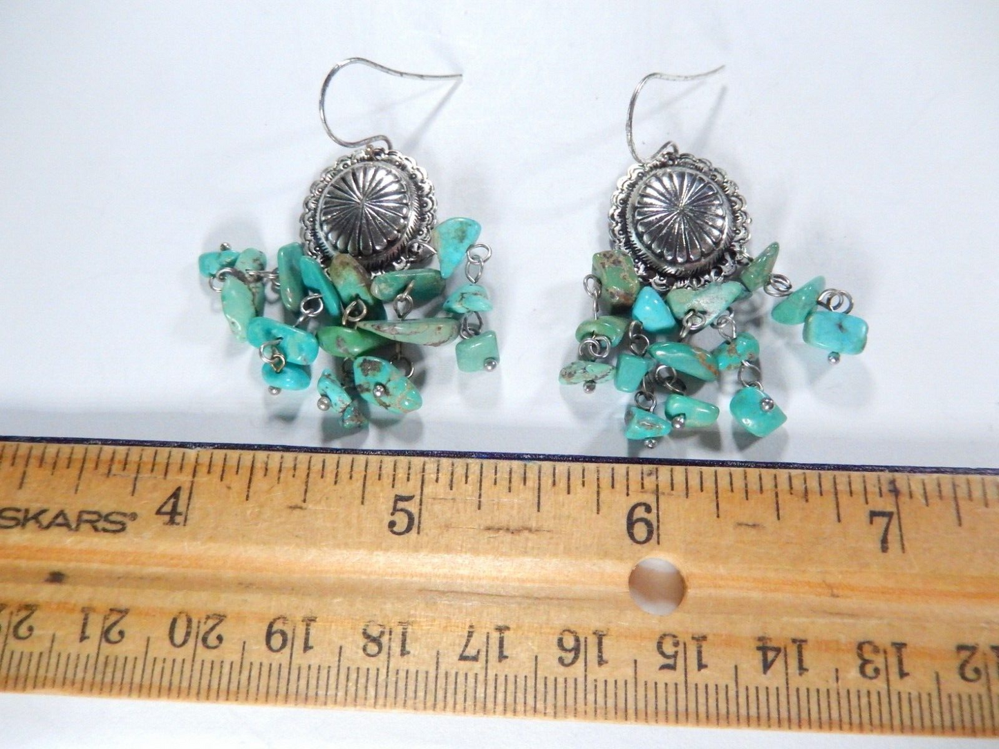*VINTAGE*  RALPH LAUREN - RLL - STERLING SILVER TURQUOISE DANGLE EARRINGS