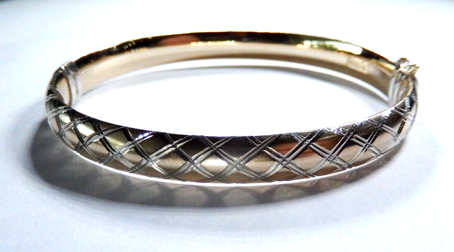 VTG Bangle Bracelet Sterling Silver 925 1/20 14K AU Hinged Gold Plated 12.2 g