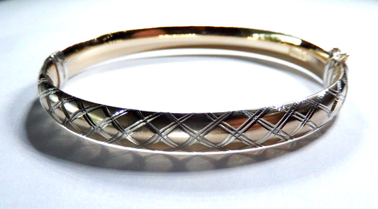 VTG Bangle Bracelet Sterling Silver 925 1/20 14K AU Hinged Gold Plated 12.2 g