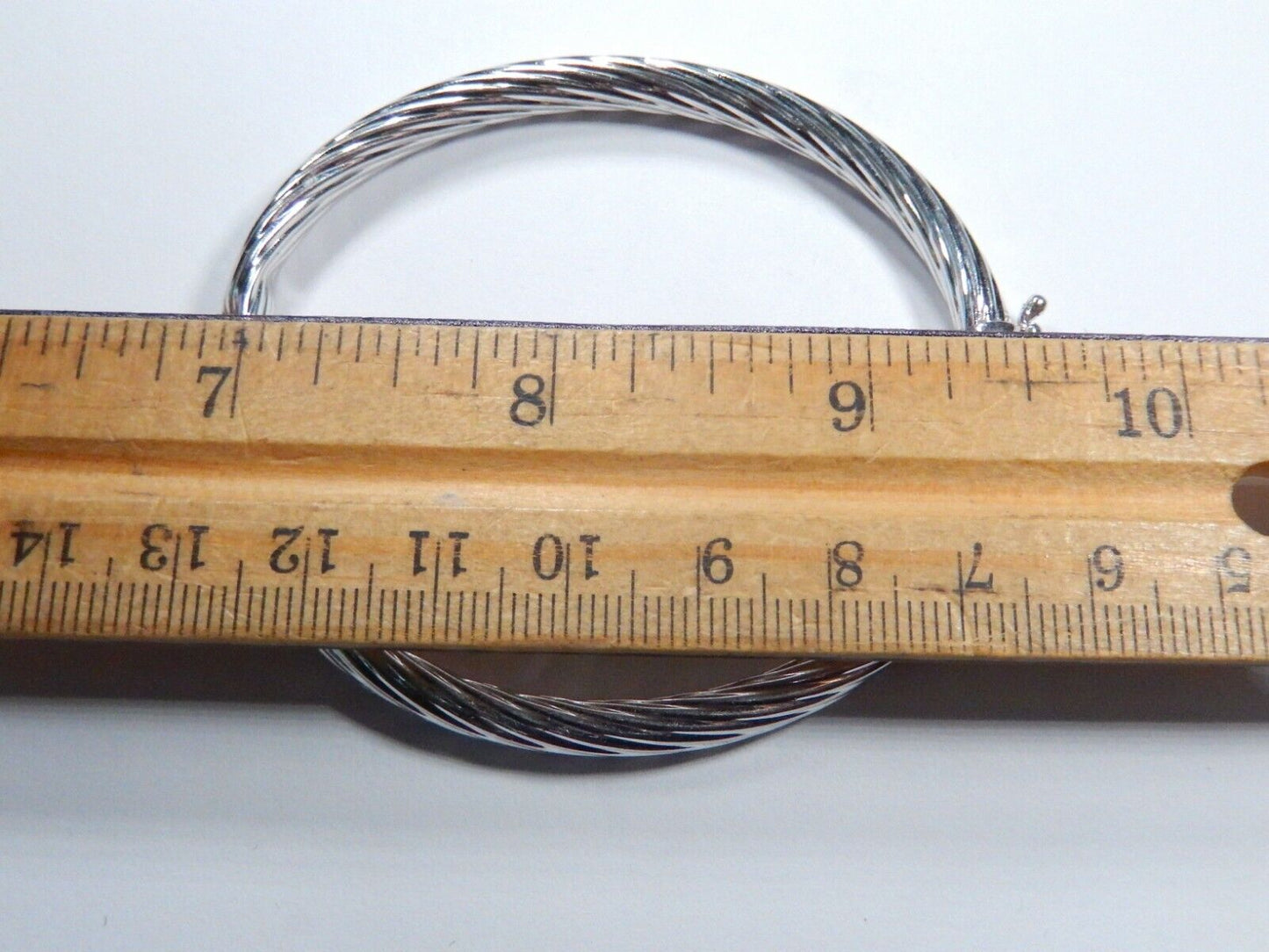 Sterling Silver 925 Thailand Twisted Rope Design Hinged Bangle Bracelet