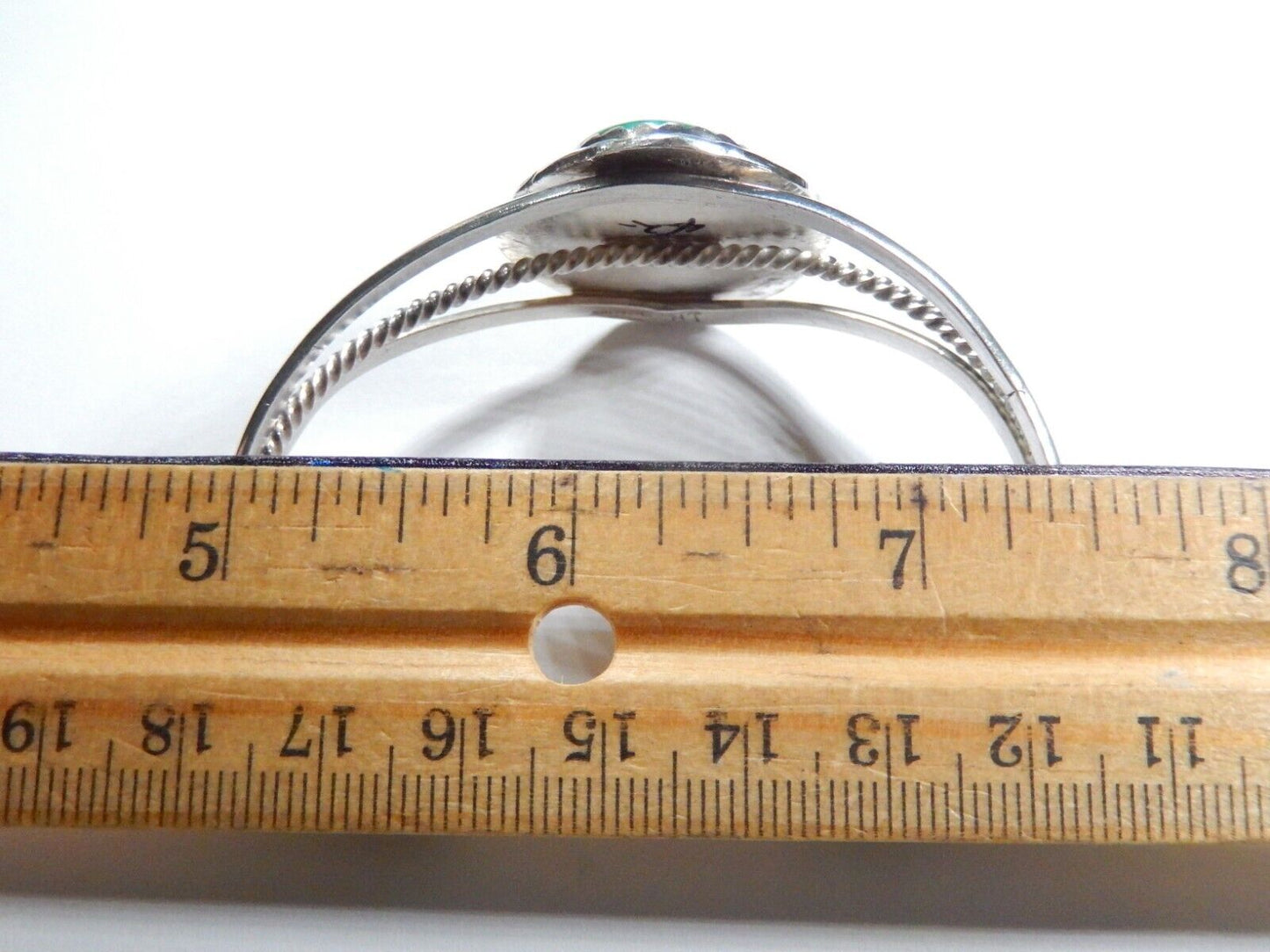 Native American Navajo Sterling Silver Malachite Cuff Bracelet Signed HT